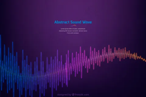 紫色背景，彩色抽象声波