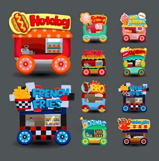 卡通小吃车矢量素材