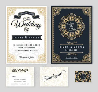 金色高档婚礼邀请函模板下载