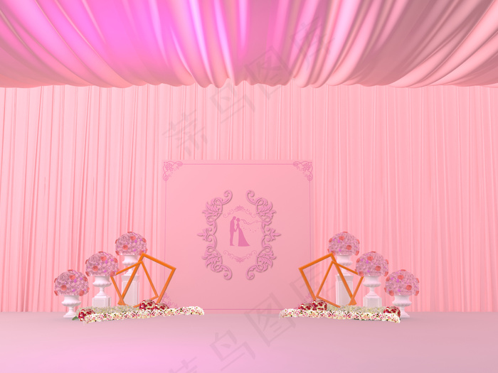 粉色主题婚礼（源文件为物料平面设计...ai矢量模版下载