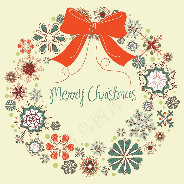 旧货圣诞花圈从雪花