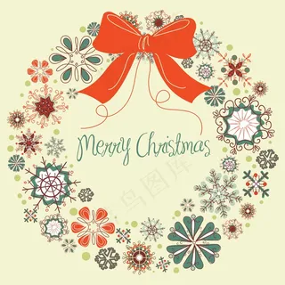 旧货圣诞花圈从雪花