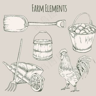 手工绘制农场元素图片