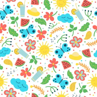 彩色夏季元素图案