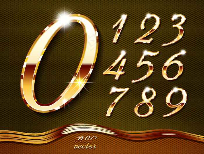 金色质感数字eps,ai矢量模版下载