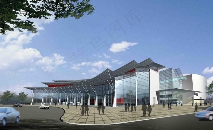 商业展览馆建筑效果图图片(2500X1666(DPI:72))psd模版下载