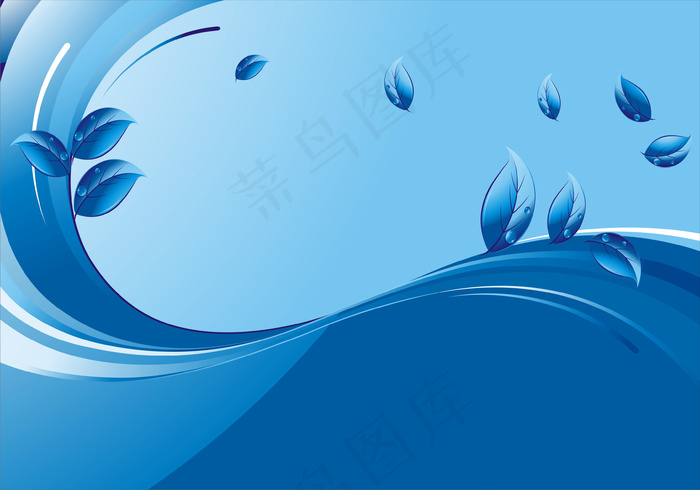 蓝色花纹曲线底纹背景