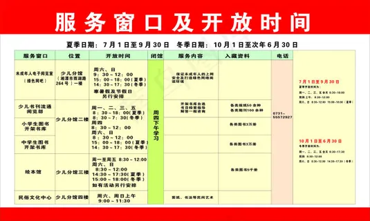 服务窗口及开放时间