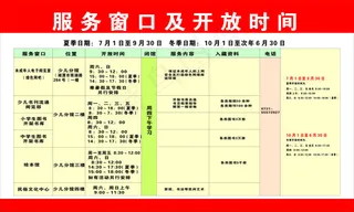 服务窗口及开放时间