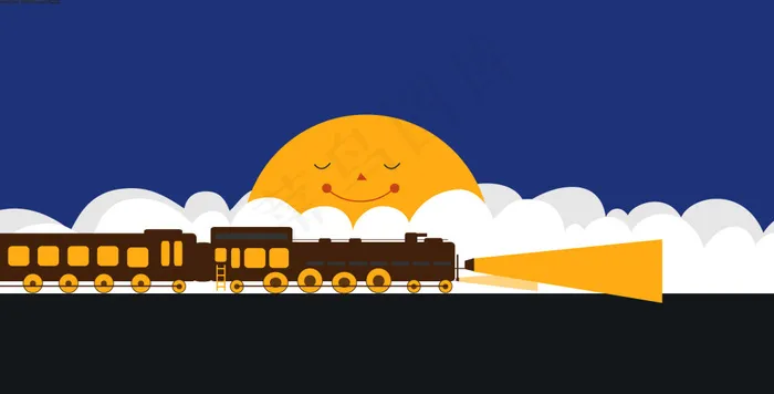 火车插画十年ai矢量模版下载
