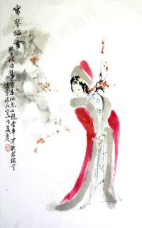 红楼梦人物 宝琴 水墨