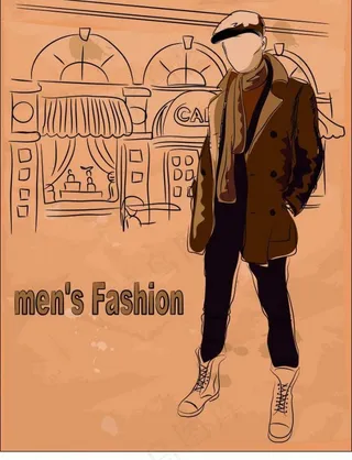 手绘街头时尚男模图片
