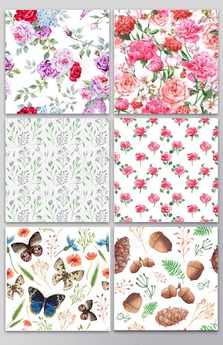 森系手绘唯美植物浪漫背景底纹素材