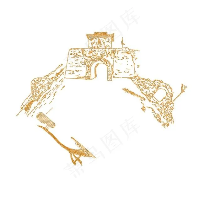 手绘名胜景区ai矢量模版下载