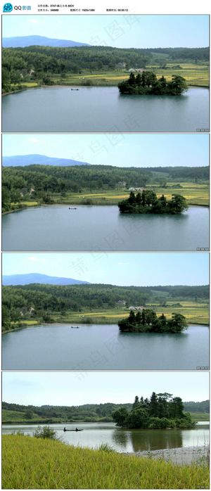 实拍湖上小舟视频素材下载