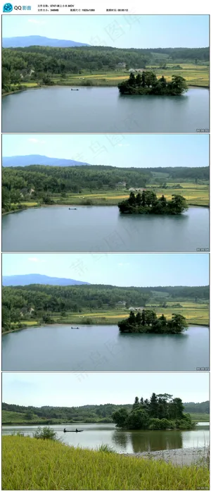 实拍湖上小舟视频素材下载