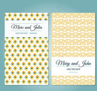 花纹婚礼邀请卡矢量素材图片