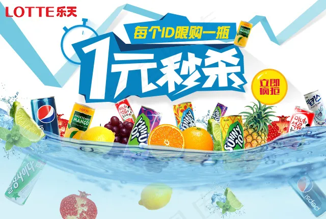 1元秒杀水果饮料(640X430(DPI:300))psd模版下载