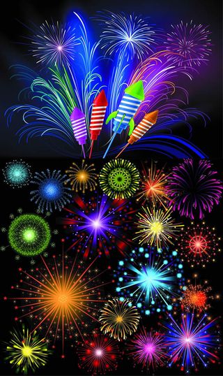 绚烂烟花爆炸背景矢量素材
