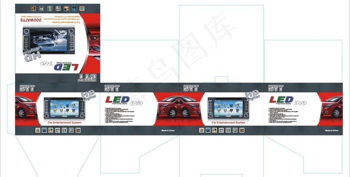 汽车dvd导航包装盒图片(1100X620)cdr矢量模版下载