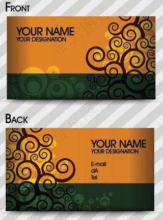 矢量时尚花纹名片