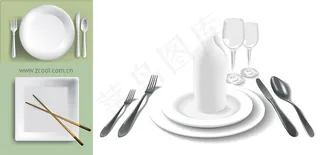 白色餐具矢量素材
