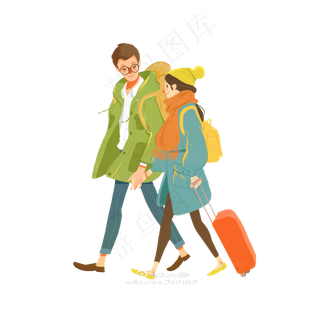 卡通情侣情人节海报设计PNG素材