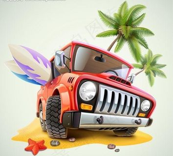 沙滩卡车图片