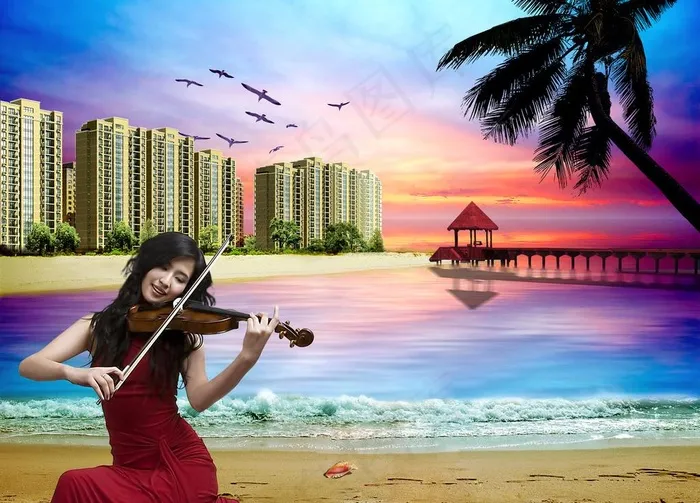 海滩房地产广告图片(3808X2953(DPI:300))psd模版下载