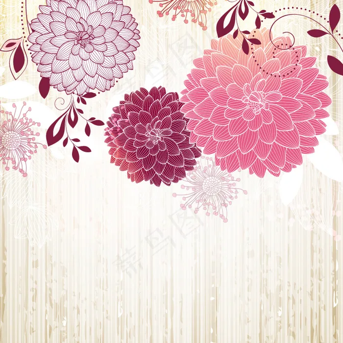 彩绘绣球花矢量素材eps,ai矢量模版下载