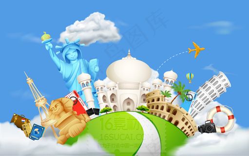 Q版世界名胜古迹矢量