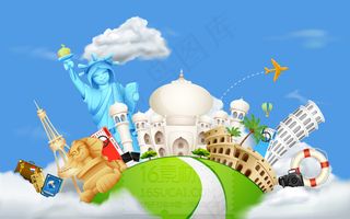 Q版世界名胜古迹矢量