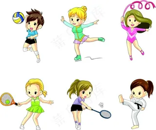 运动的卡通女孩