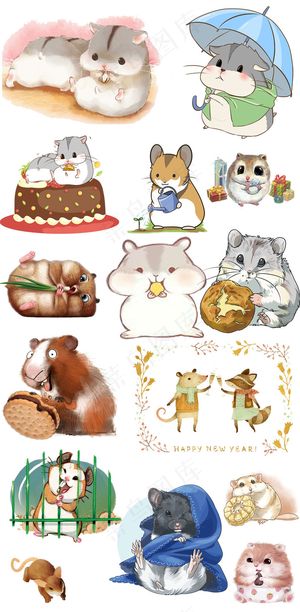 卡通仓鼠动物设计PNG透明背景免扣...