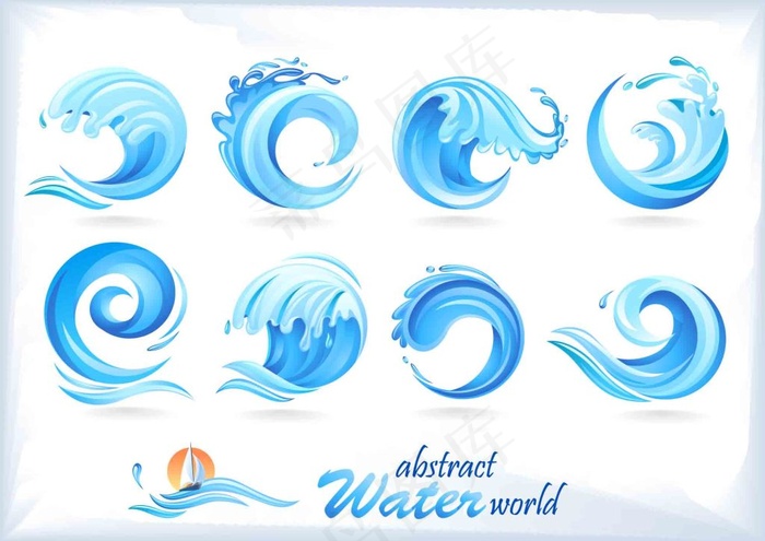 水花设计图ai矢量模版下载