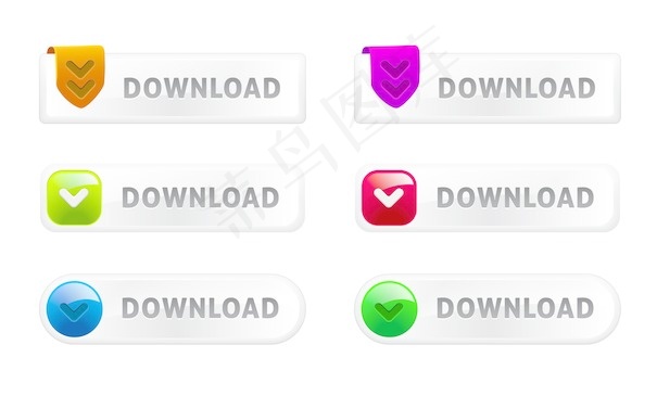 有光泽的下载按钮设置矢量插画
