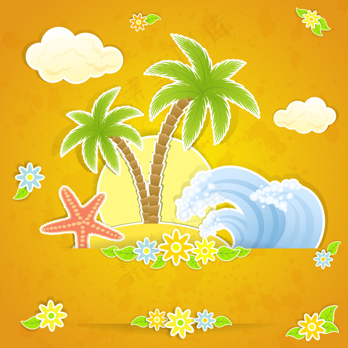 在热带的设计元素矢量04夏季旅行eps,ai矢量模版下载