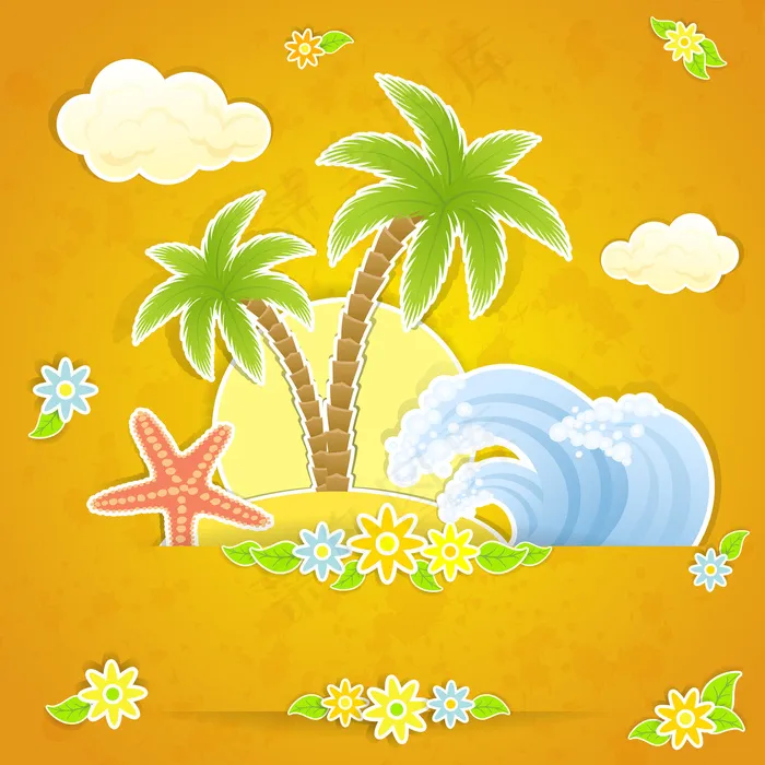 在热带的设计元素矢量04夏季旅行eps,ai矢量模版下载