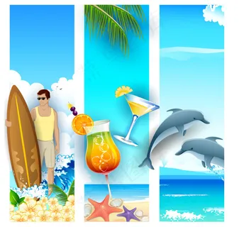 时尚夏季度假竖幅矢量素材