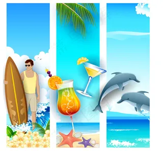 时尚夏季度假竖幅矢量素材