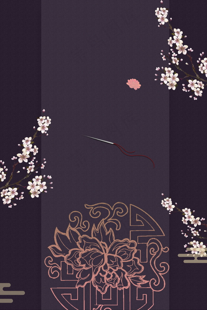 简约花枝刺绣海报背景设计(3543X5315(DPI:150))psd模版下载