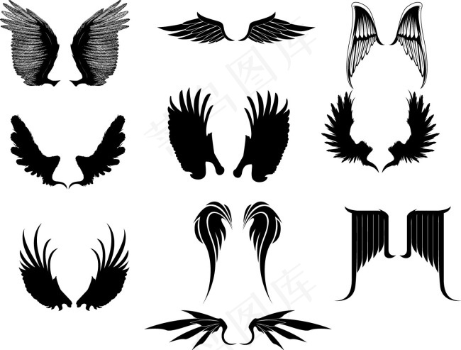 最新矢量花纹翅膀大全