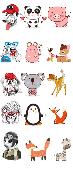 卡通动物插画矢量素材 卡通动物插画矢量素材