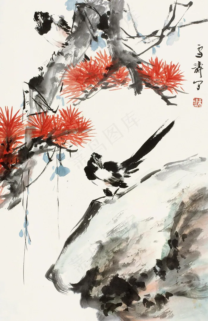松石喜鹊图片