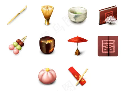 一组茶具图标 一组茶具图标