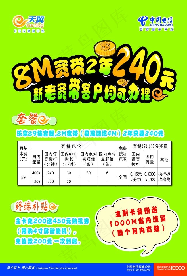 电信8M宽带2年240元psd模版下载