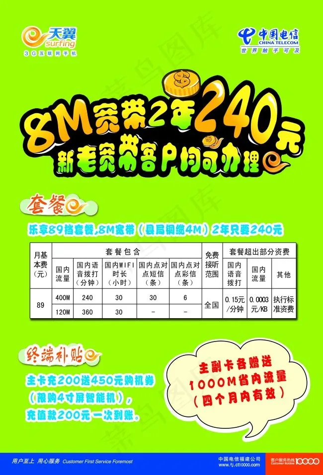 电信8M宽带2年240元psd模版下载