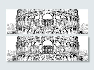 钢笔画罗马竞技场图片