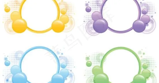 彩色泡泡圆环边框矢量图 AIai矢量模版下载