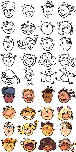 可爱的卡通表情——矢量素材